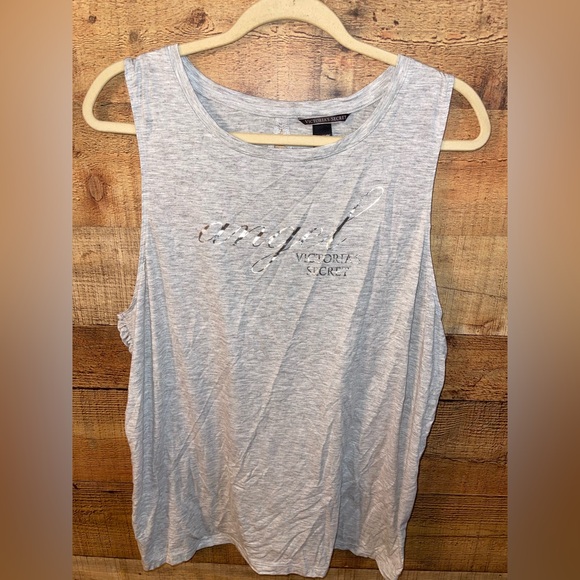Victoria Secret Angel Lounge Keyhole Open Back Hem Sleeveless Gray Tank Top - Picture 4 of 11